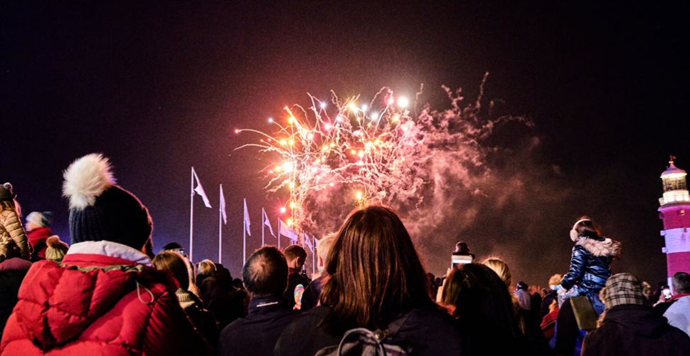 Firework display for Bonfire Night on Plymouth Hoe